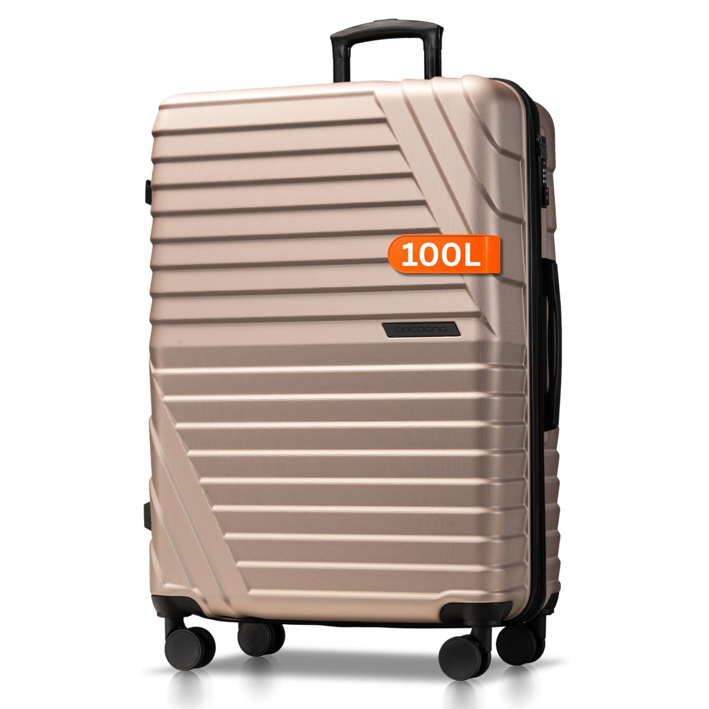 Hartschalenkoffer XL mit TSA Schloss und 4 Rollen, Champagner XL