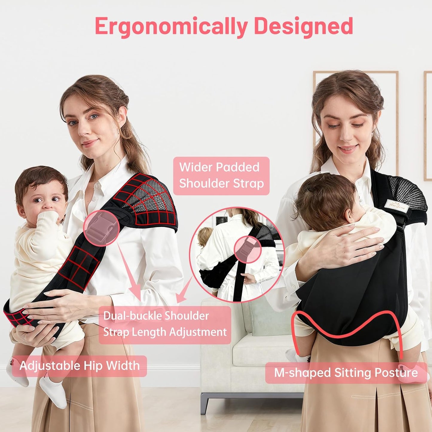 Ergonomische Babytrage, Schwarz