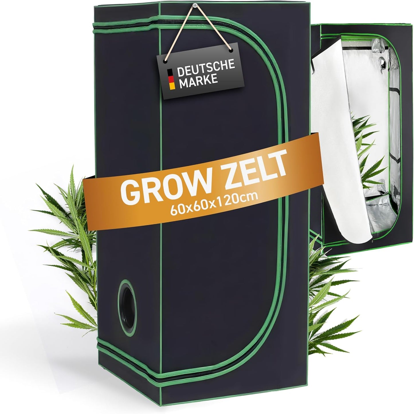 Indoor Grow Zelt für Pflanzen, 60 cm x 60 cm x 120 cm Schwarz / Grün