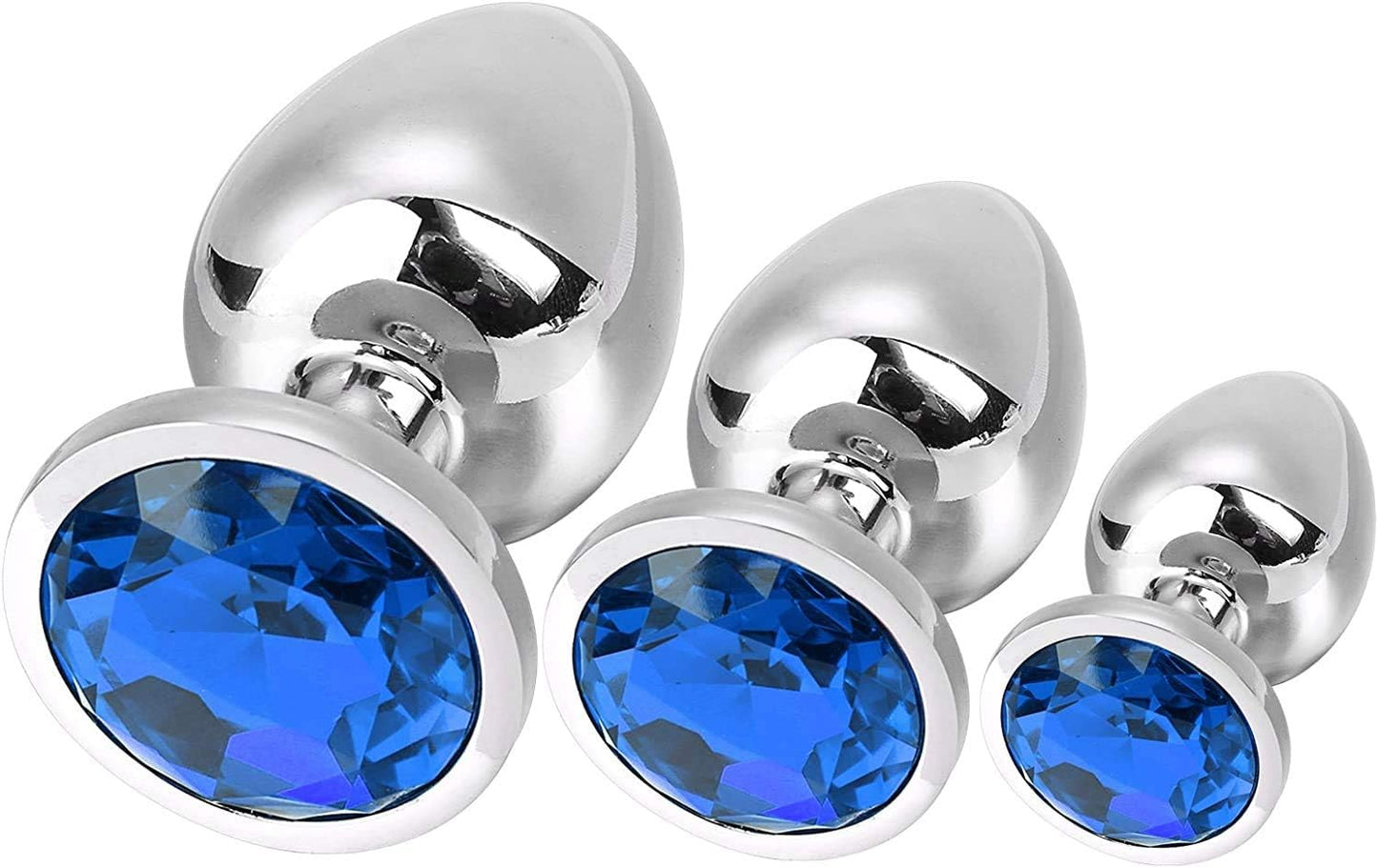 Analplug-Set mit Kristall, Tiefes Blau