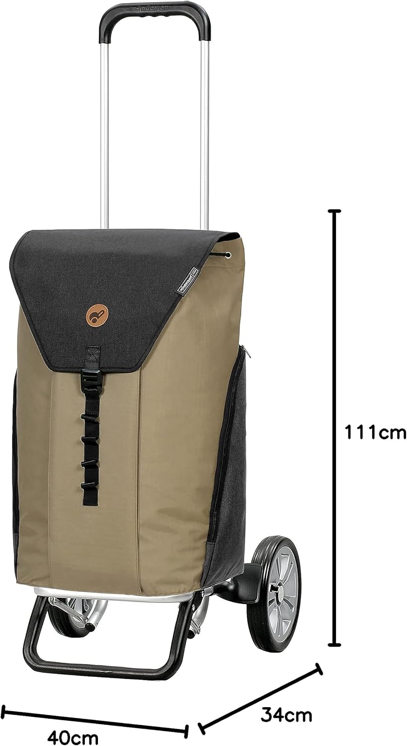 Höhenverstellbarer Einkaufstrolley Alu Star Shopper Ture mit abnehmbarer 50 L Einkauftasche, Beige
