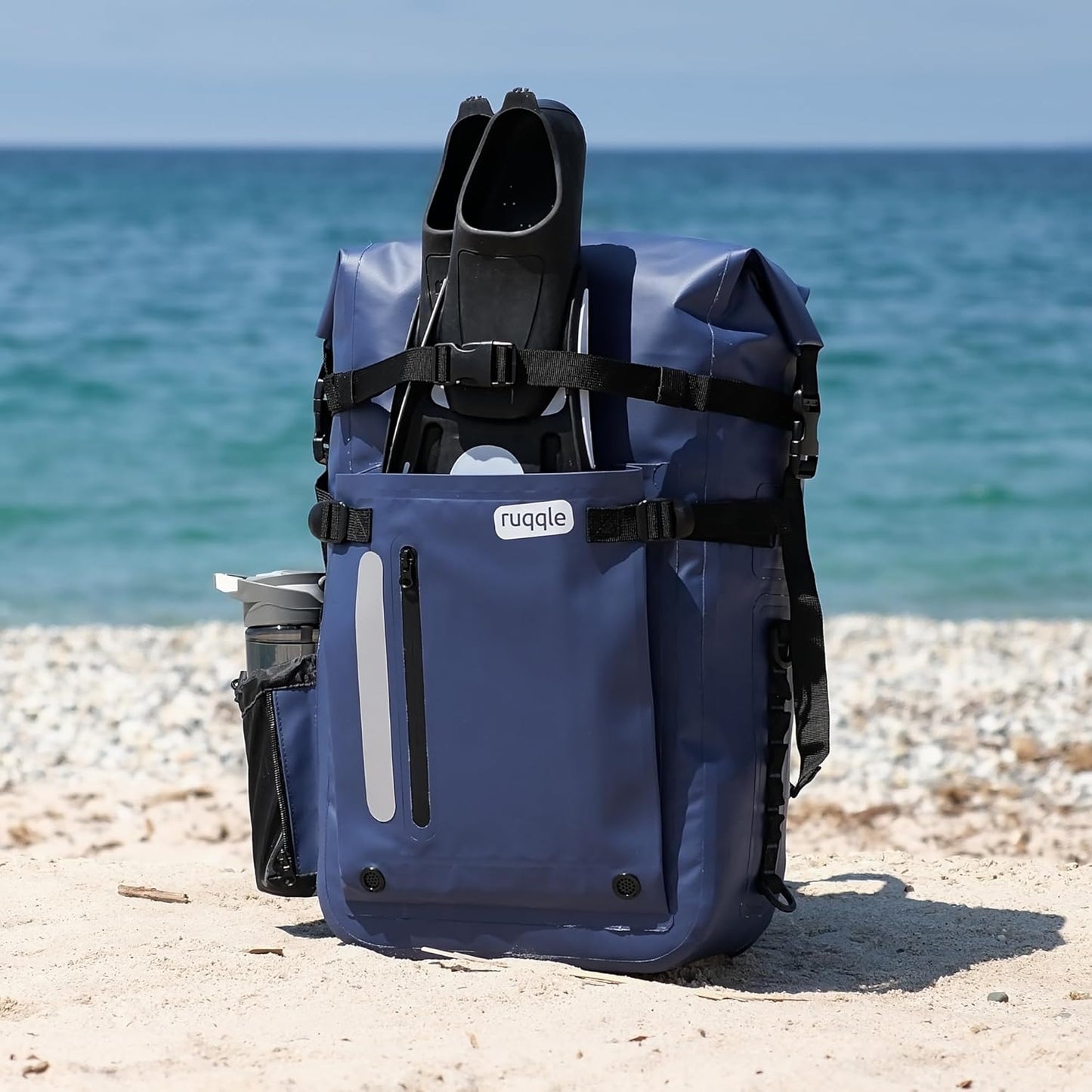 Wasserdichter Rucksack mit Rolltop, 30 Liter Blau