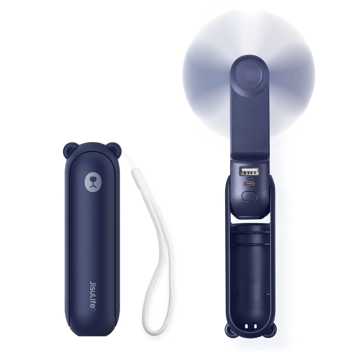 3-in-1 Mini Handventilator mit Powerbank & Taschenlampe, Blau