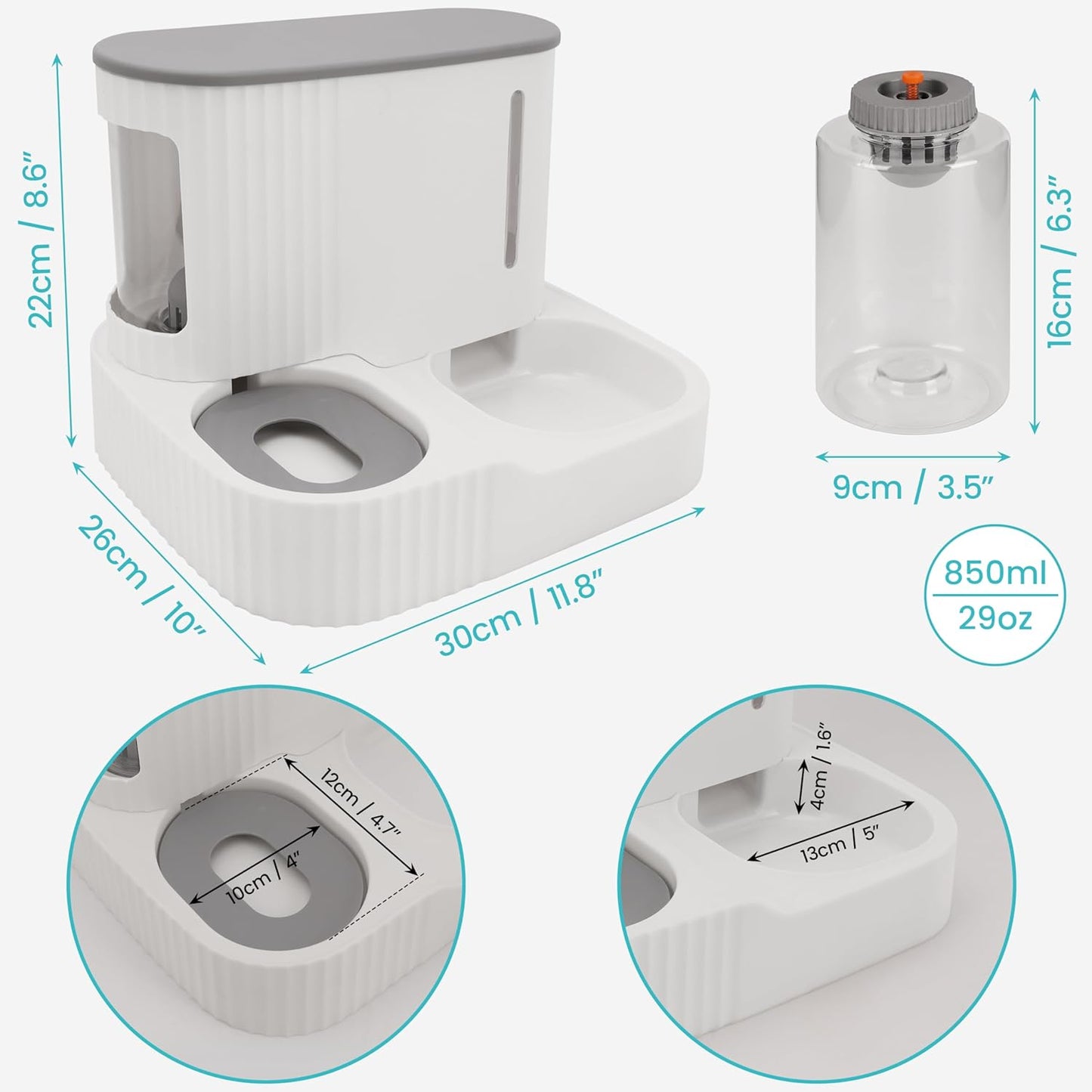 2-in-1 Schwerkraft Wasserspender und Futterautomat