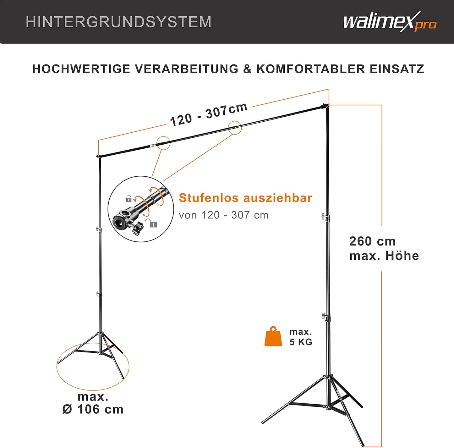 Fotostudio-Set mit LED-Lampen & Hintergrundsystem, Octaboxen Weiss