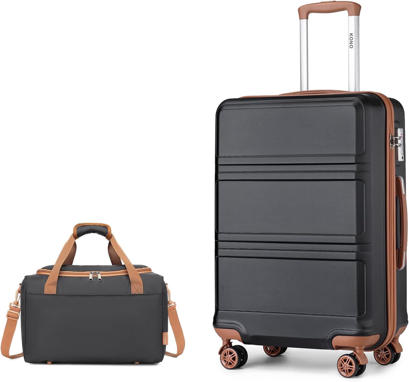 Reisekoffer-Set mit Ryanair-Tasche, Schwarz/Braun 65cm Gepäck-Sets