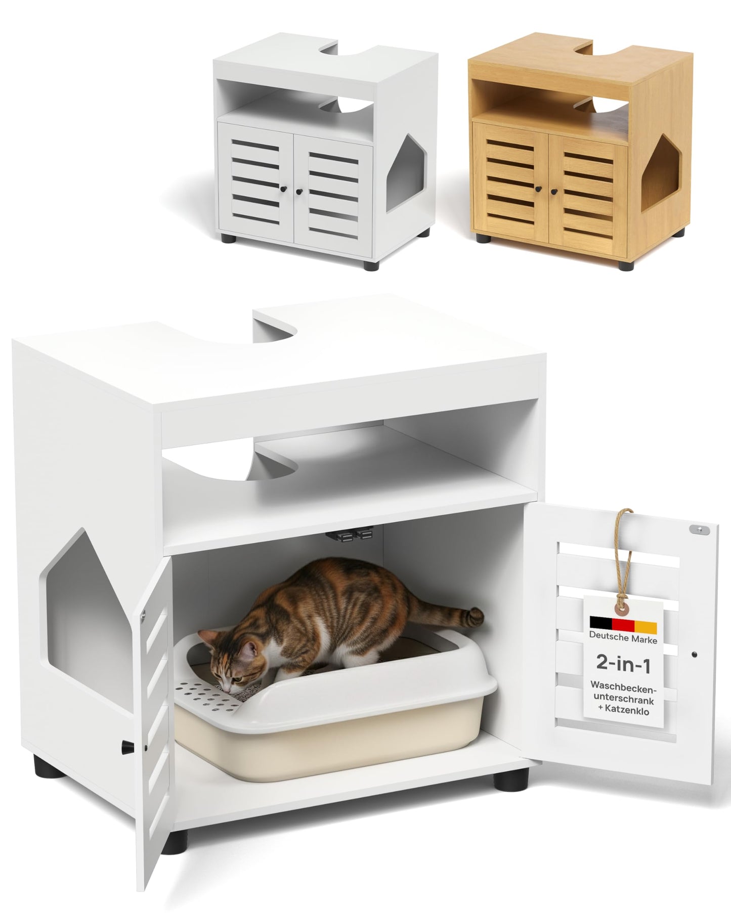 Katzenschrank für Katzenklo, Weiss