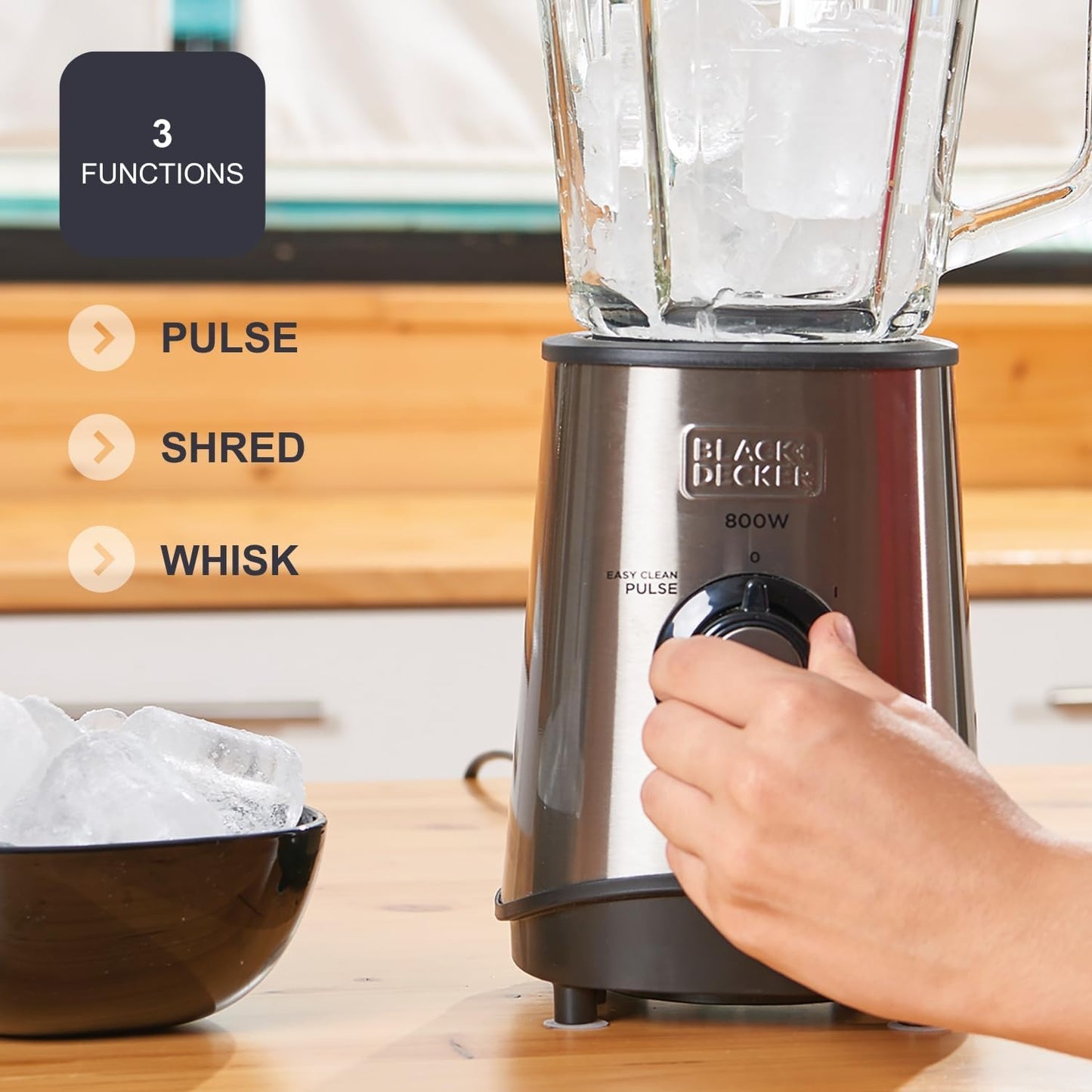Standmixer mit Glaskanne und Eiscrusher (1,5L, 800W), 1,5L | 800W
