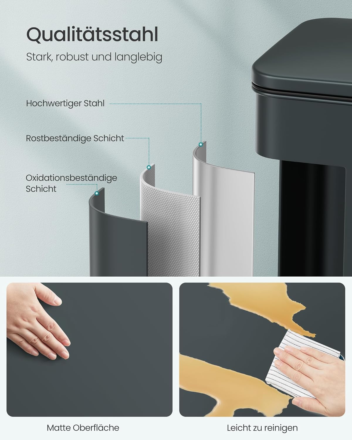 Tretmülleimer LTB540G02 mit Softclose & Deckel, anthrazitgrau