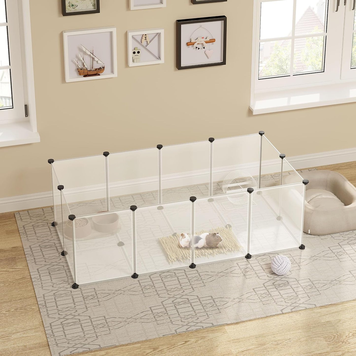 Freigehege für Kleintiere mit Bodenplatten, Transparent