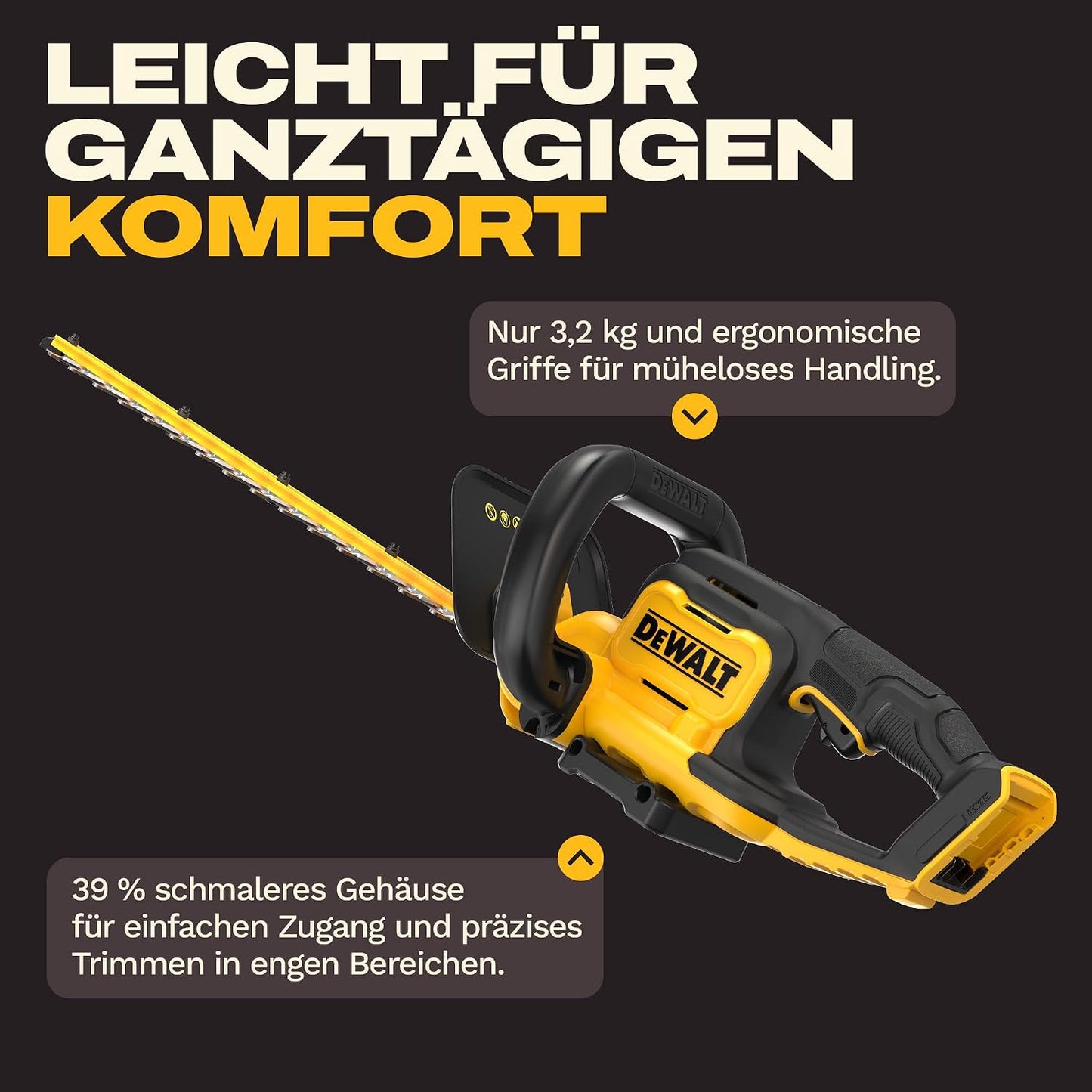 18V XR Heckenschere 55cm, 25mm Schnitt