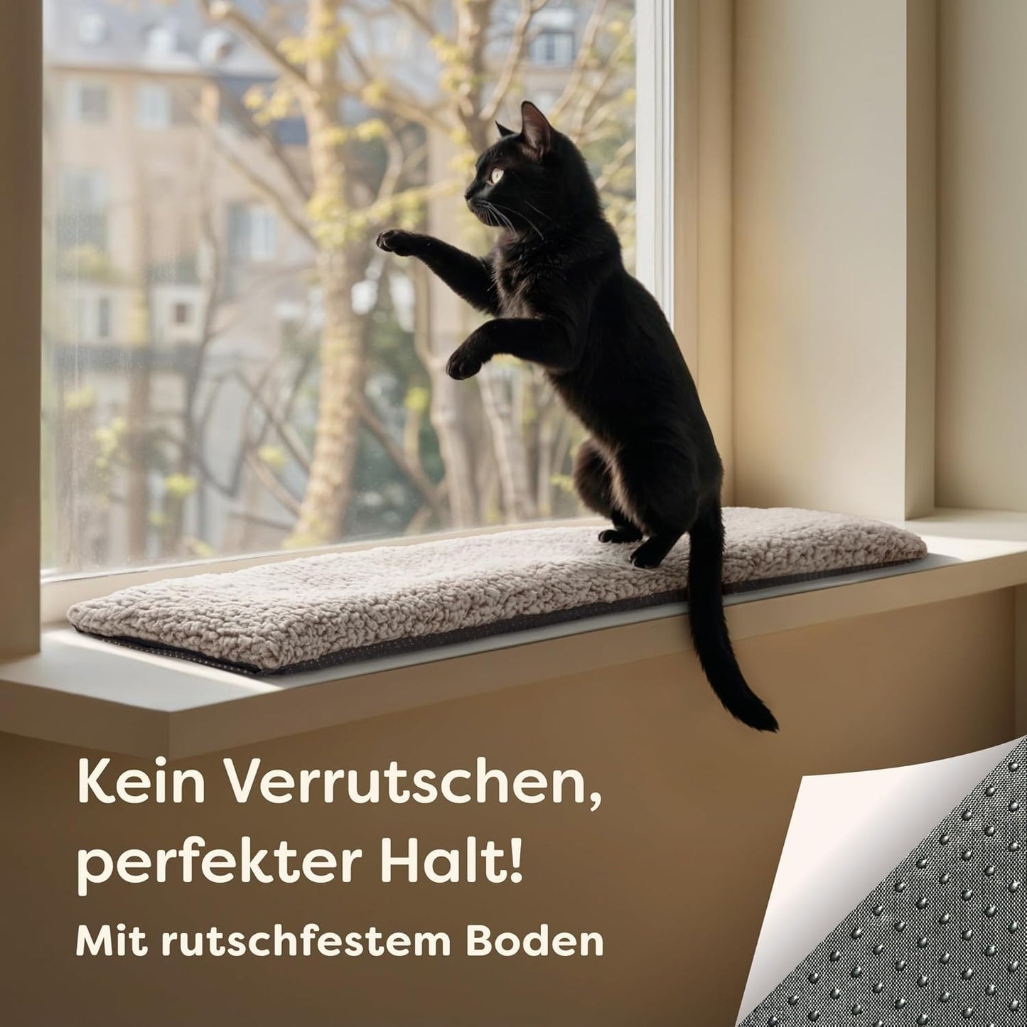 Katzen-Fenstermatte, Grau 90x28cm