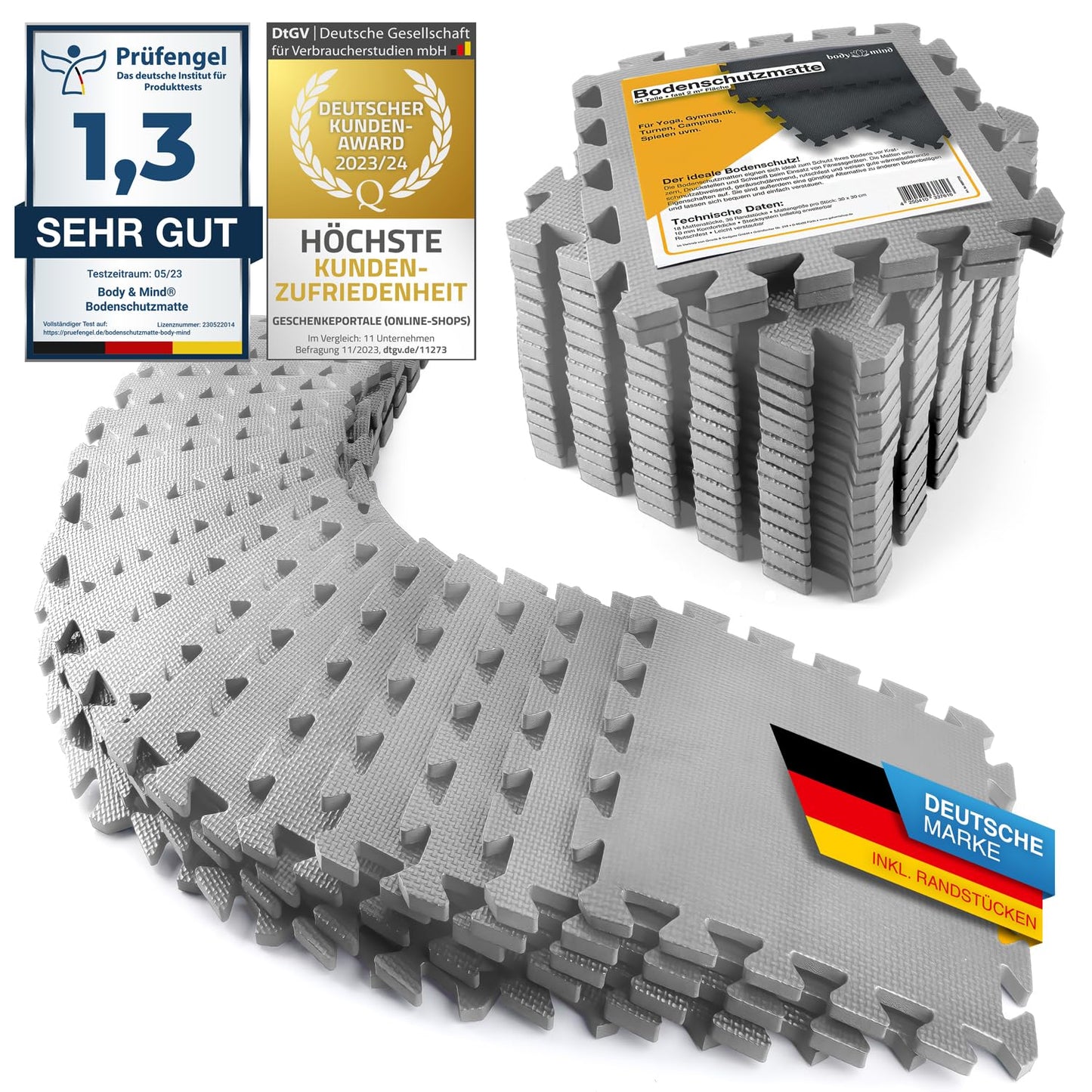 Boden-Schutzmatten Set mit Randstücken, Grau