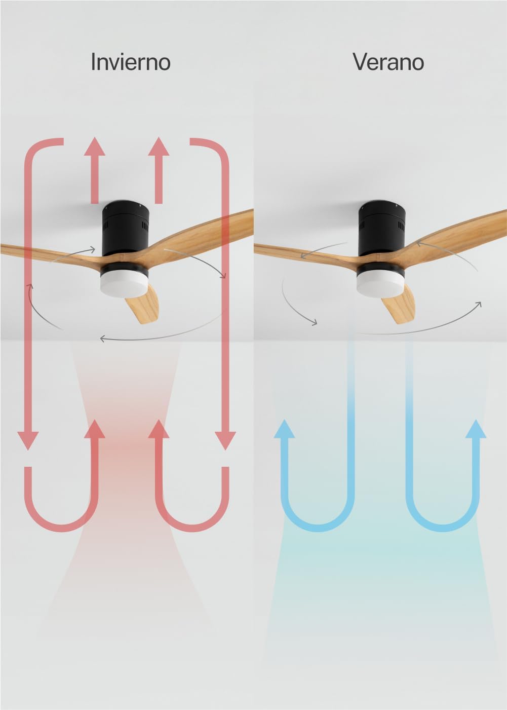 Deckenventilator mit Licht & Fernbedienung 132 cm, Mit Licht Naturfarbenes Holz