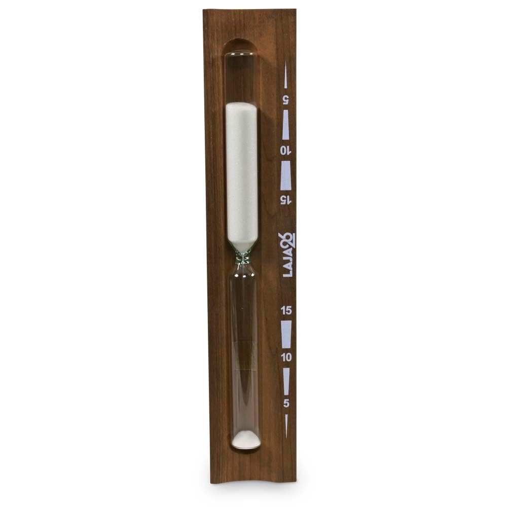 Sauna Sanduhr mit Holz-Drehgestell, Dunkel / Weiss