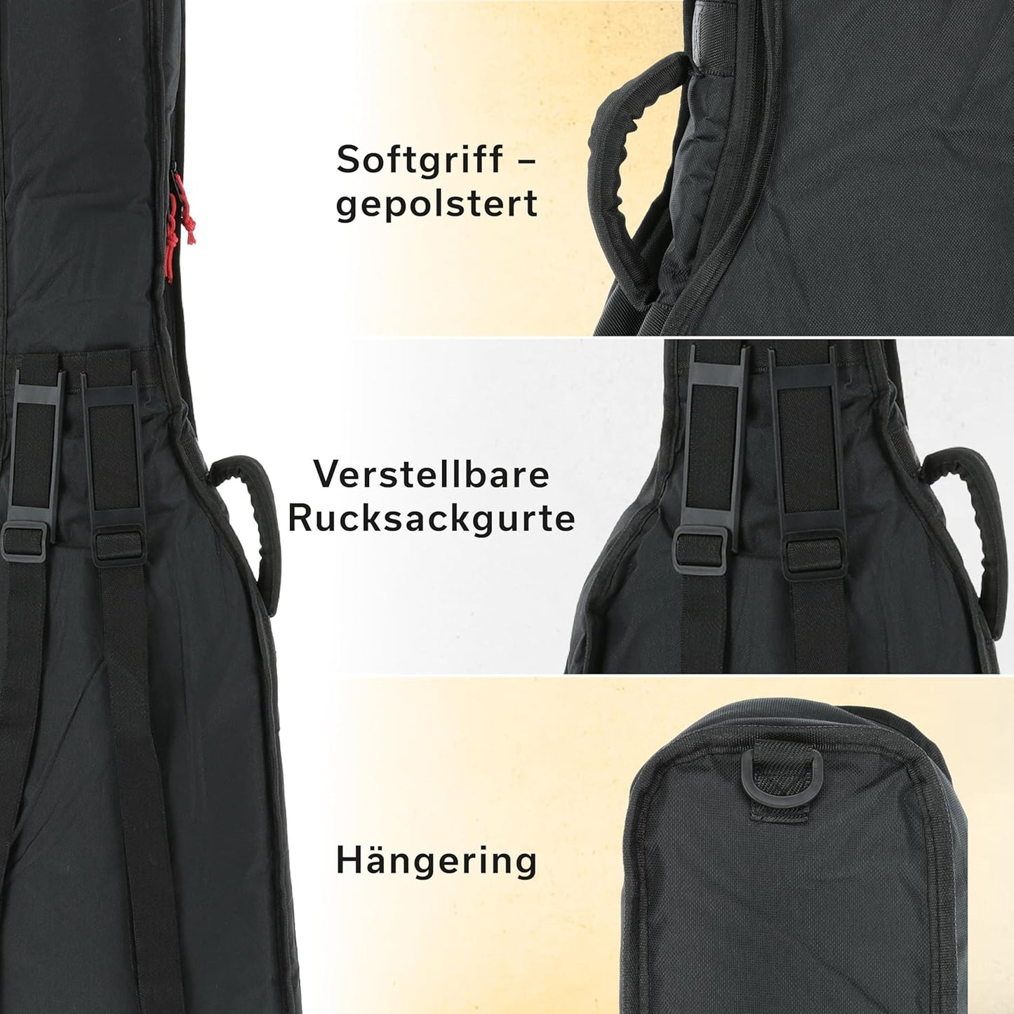 Gitarrentasche für E-Bass mit Rucksackgurten, 10mm Polsterung