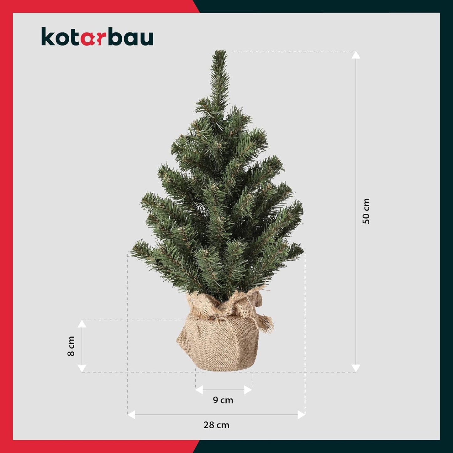 Künstlicher Mini-Weihnachtsbaum mit Juteständer