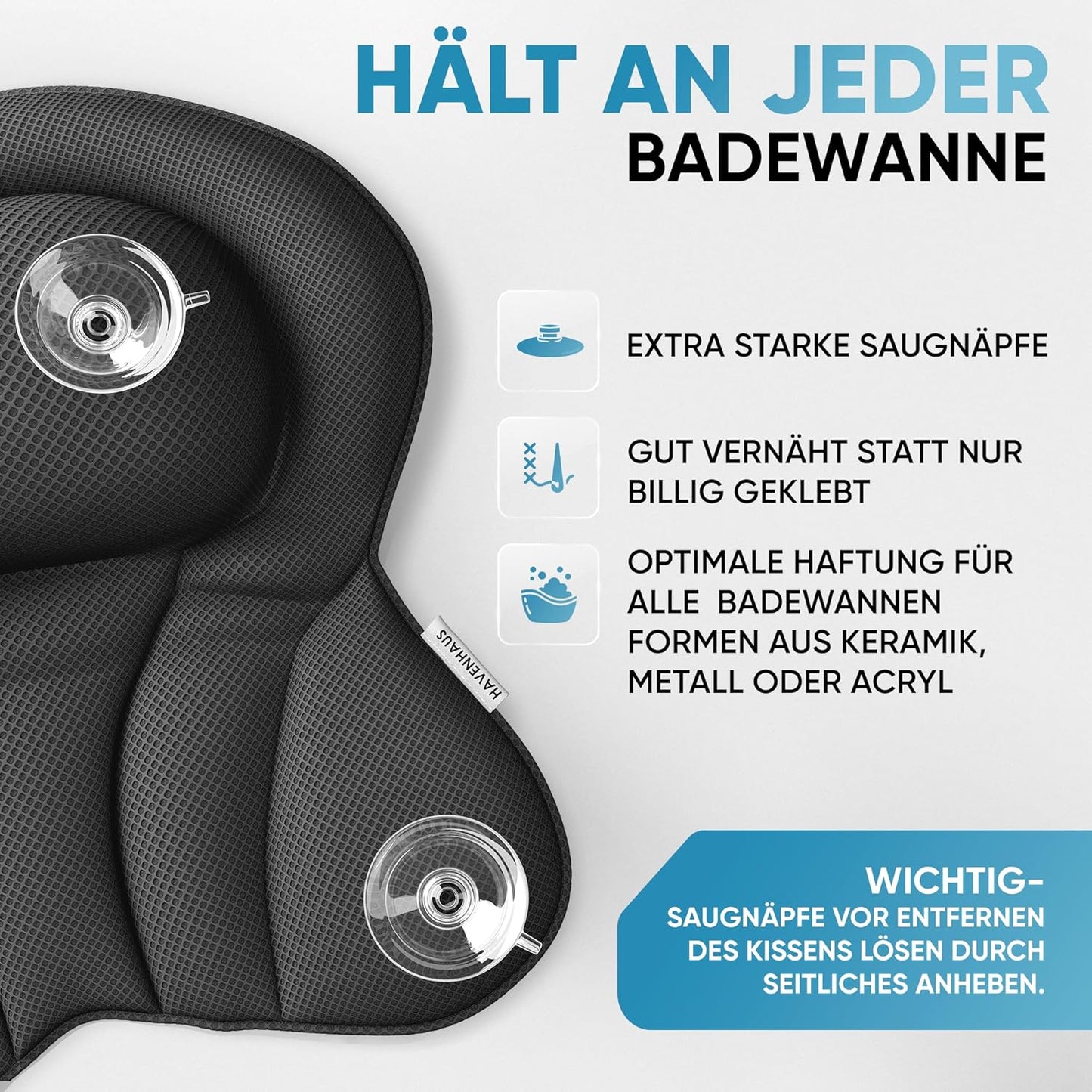 XXL Badewannenkissen, XX-Large Schwarz