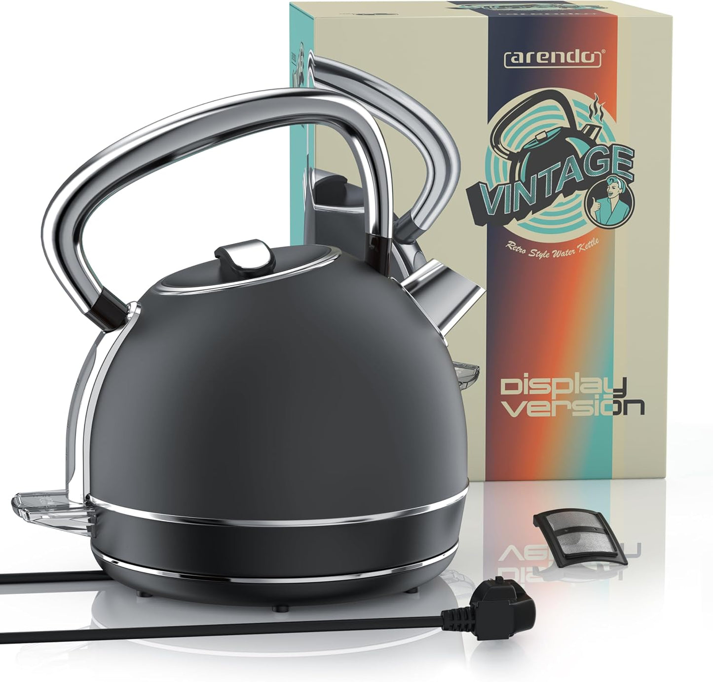 Vintage Wasserkocher mit Temperatureinstellung, B: Cool Grey