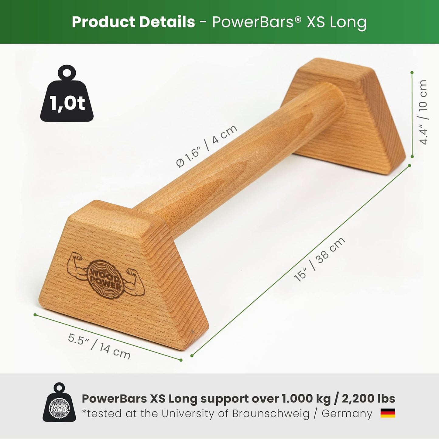 PowerBars Holz-Parallettes für Calisthenics