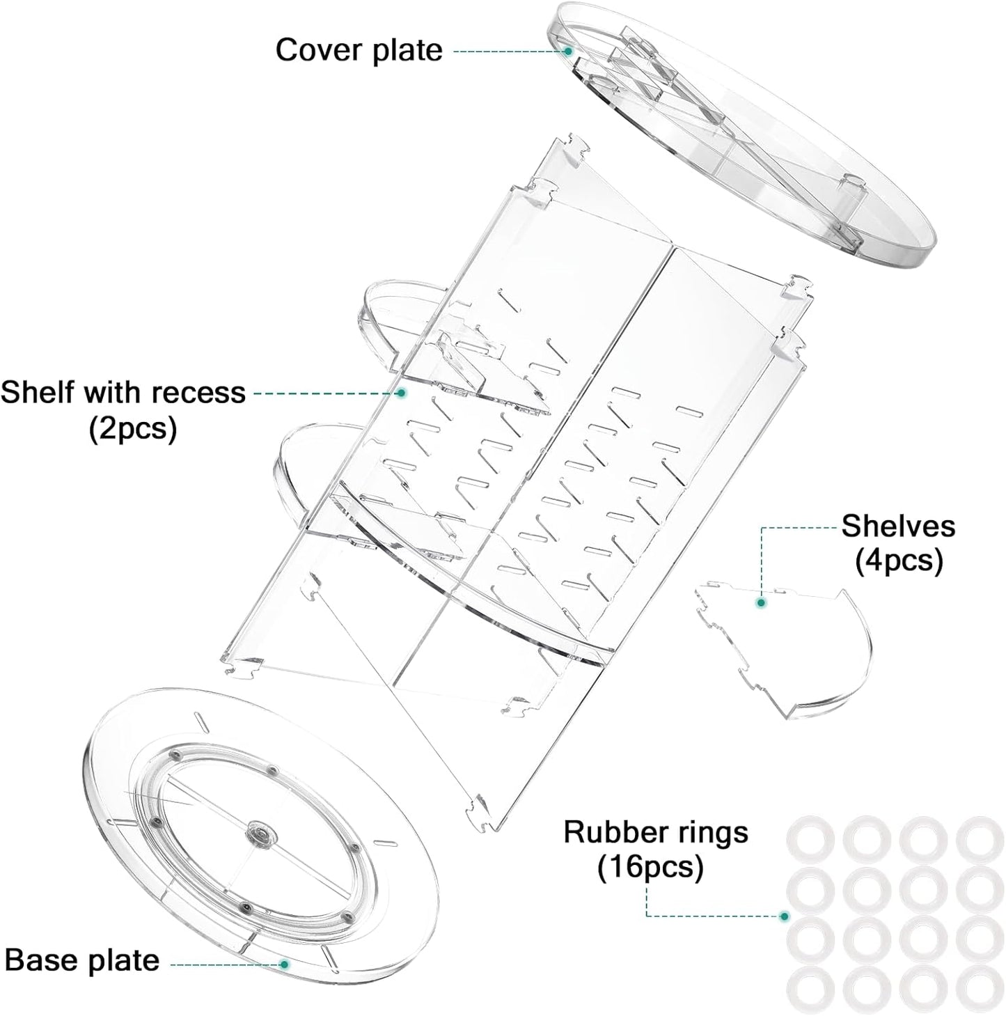 Kosmetik Organizer, 360° Drehbar, Verstellbare Ebenen