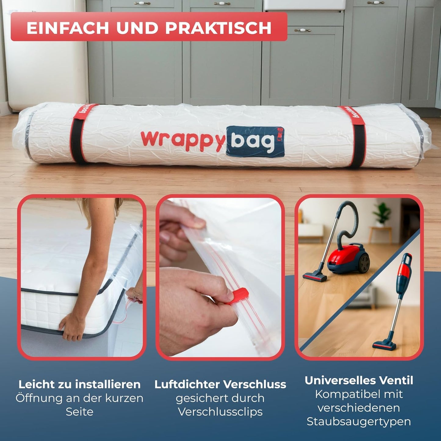 Vakuumbeutel-Set für Matratzen, 200x200 cm, 200 x 200