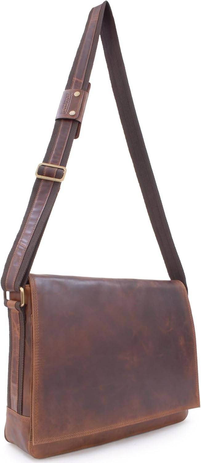 Leder Laptoptasche 17 Zoll, Hunter Braun