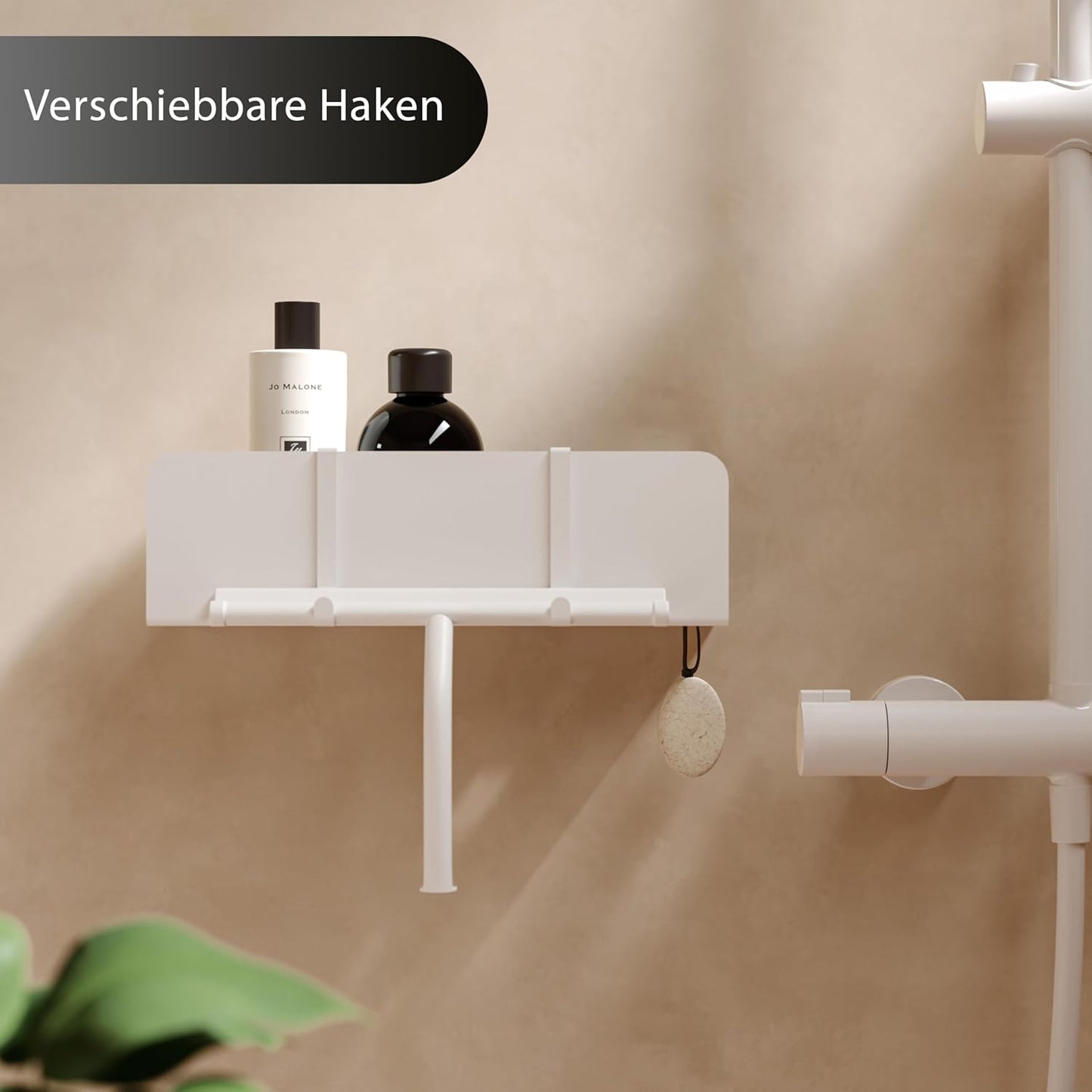 Selbstklebende Duschablage mit Ablaufrillen, Wand-Duschablage Matt Weiss