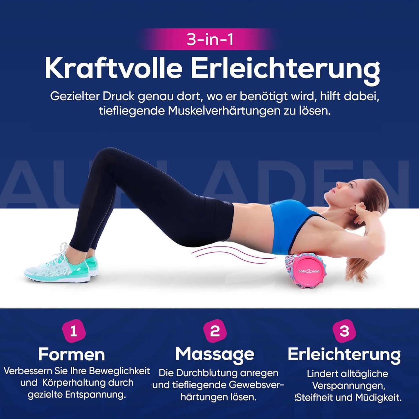 Faszienrolle für Massage und Fitness, Gelb-lila