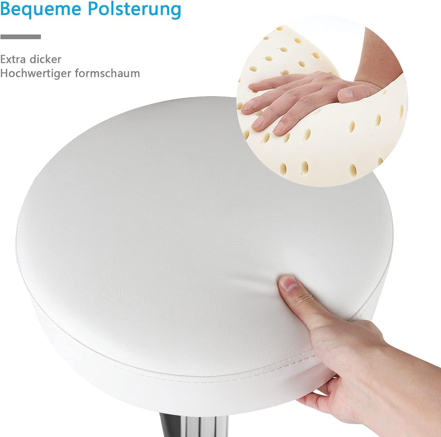 Höhenverstellbarer Rollhocker 360° drehbar, Weiss