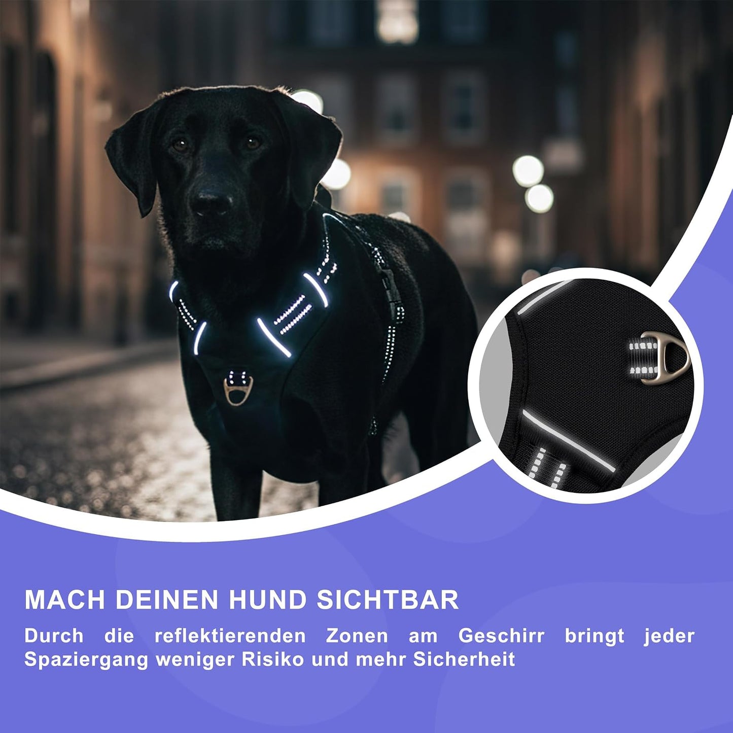 Verstellbares Hundegeschirr Mini, Schwarz - 01 XS