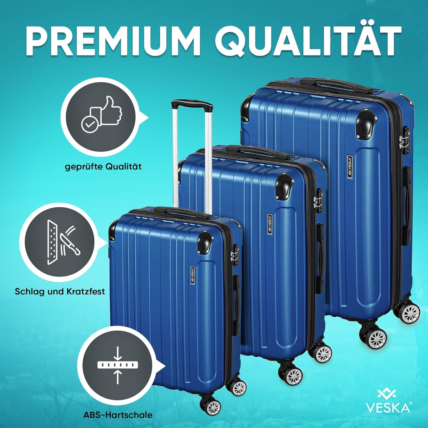 3-teiliges Hartschalenkoffer-Set, Anthrazit