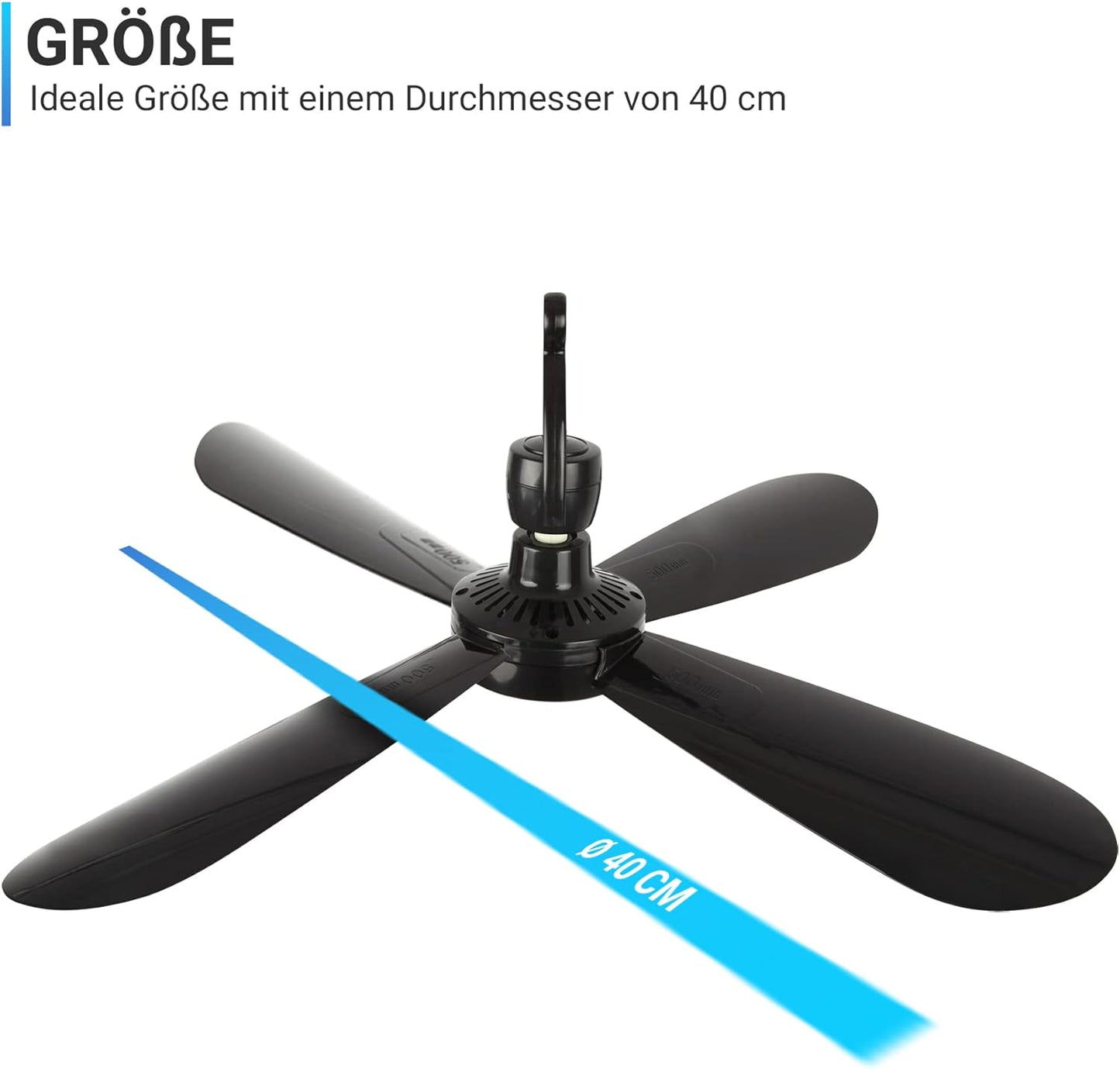 Mobiler Deckenventilator, Schwarz