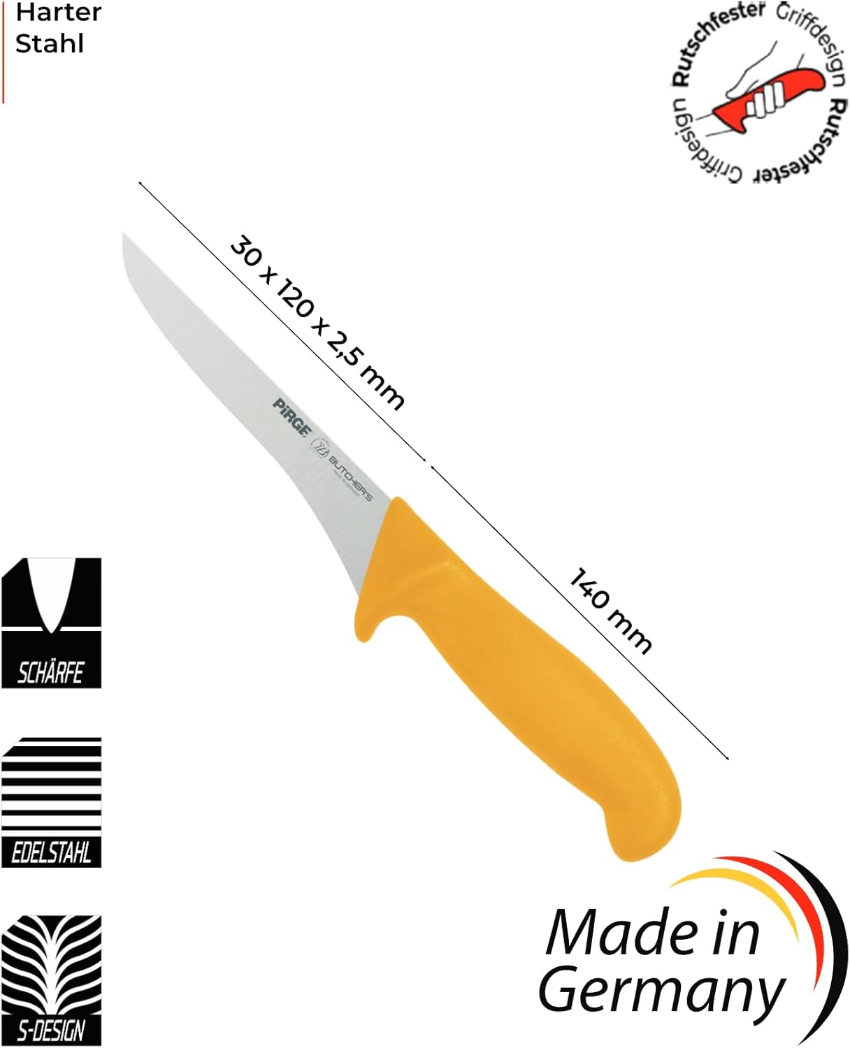 Ausbeinmesser, 12 cm / Gelb
