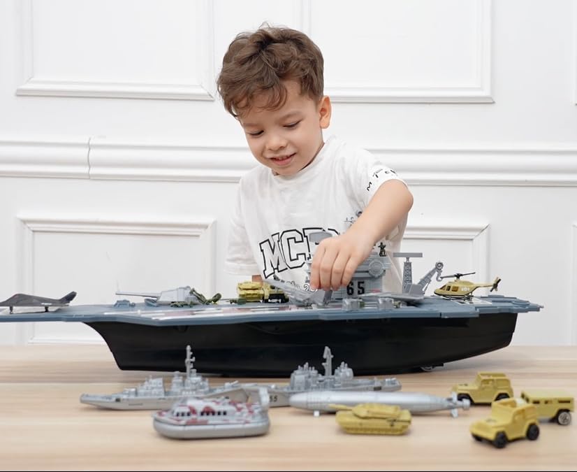 Modellschiff-Flugzeugträger-Set mit 25-teiligem Militärspielzeug, 25 Stck