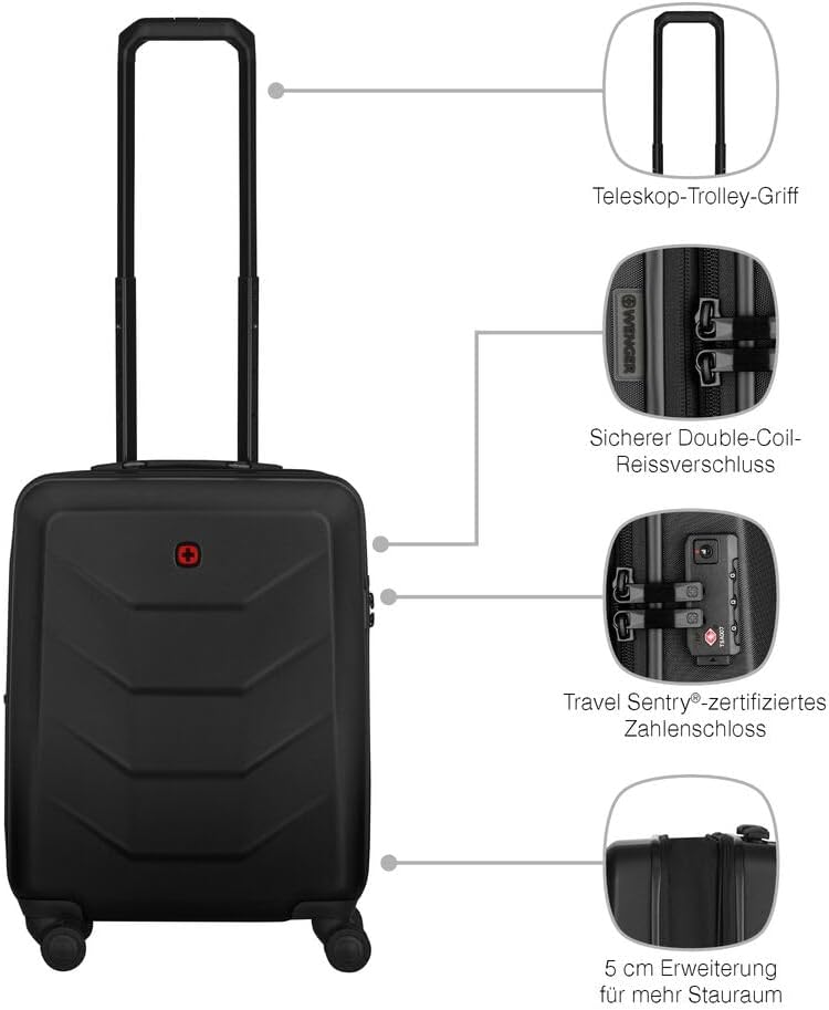 Prymo Carry-On Hartschalenkoffer, Schwarz Carry-On