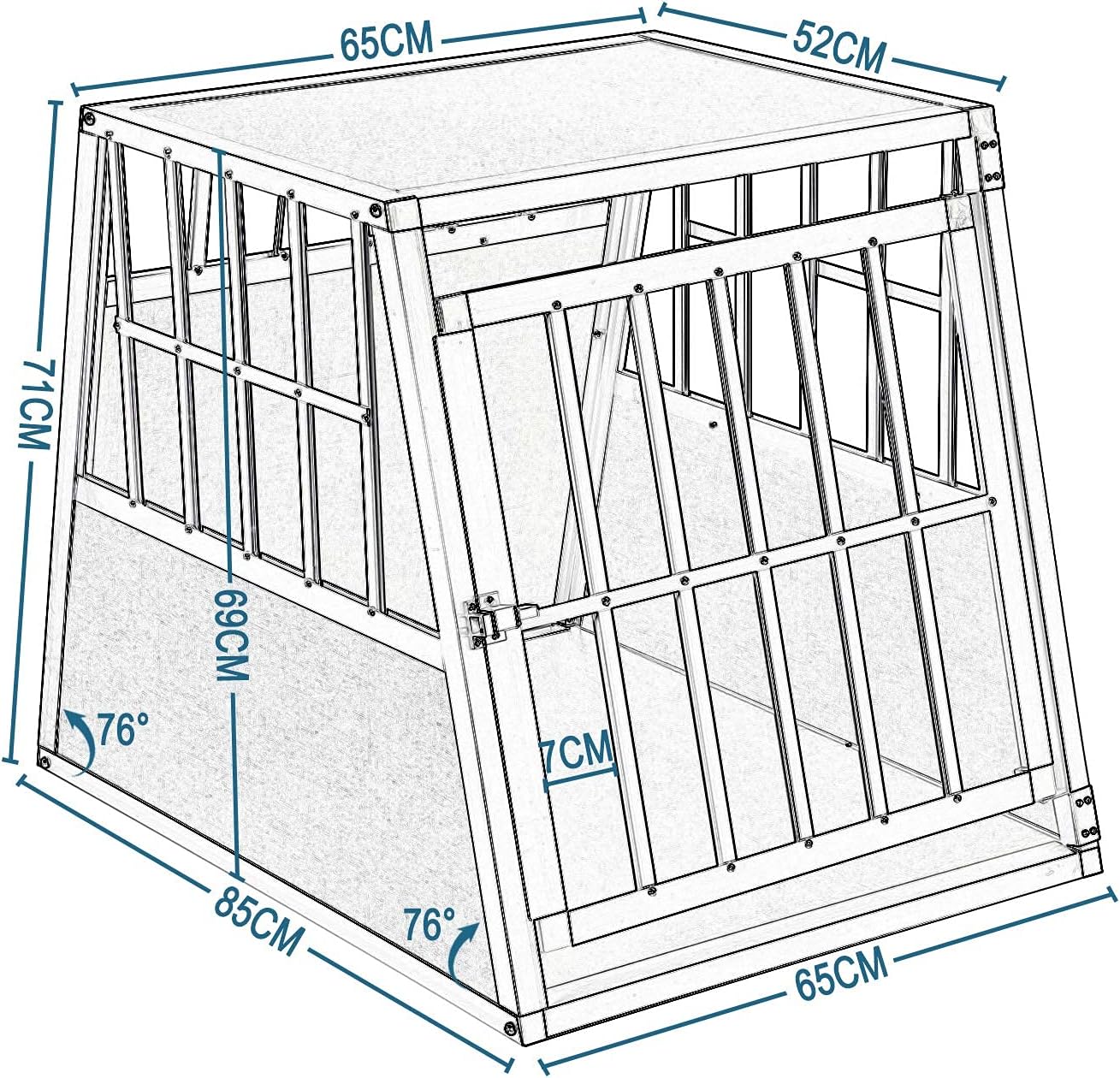 Hundetransportbox, L 85 x B 65 x H 69 cm Silber