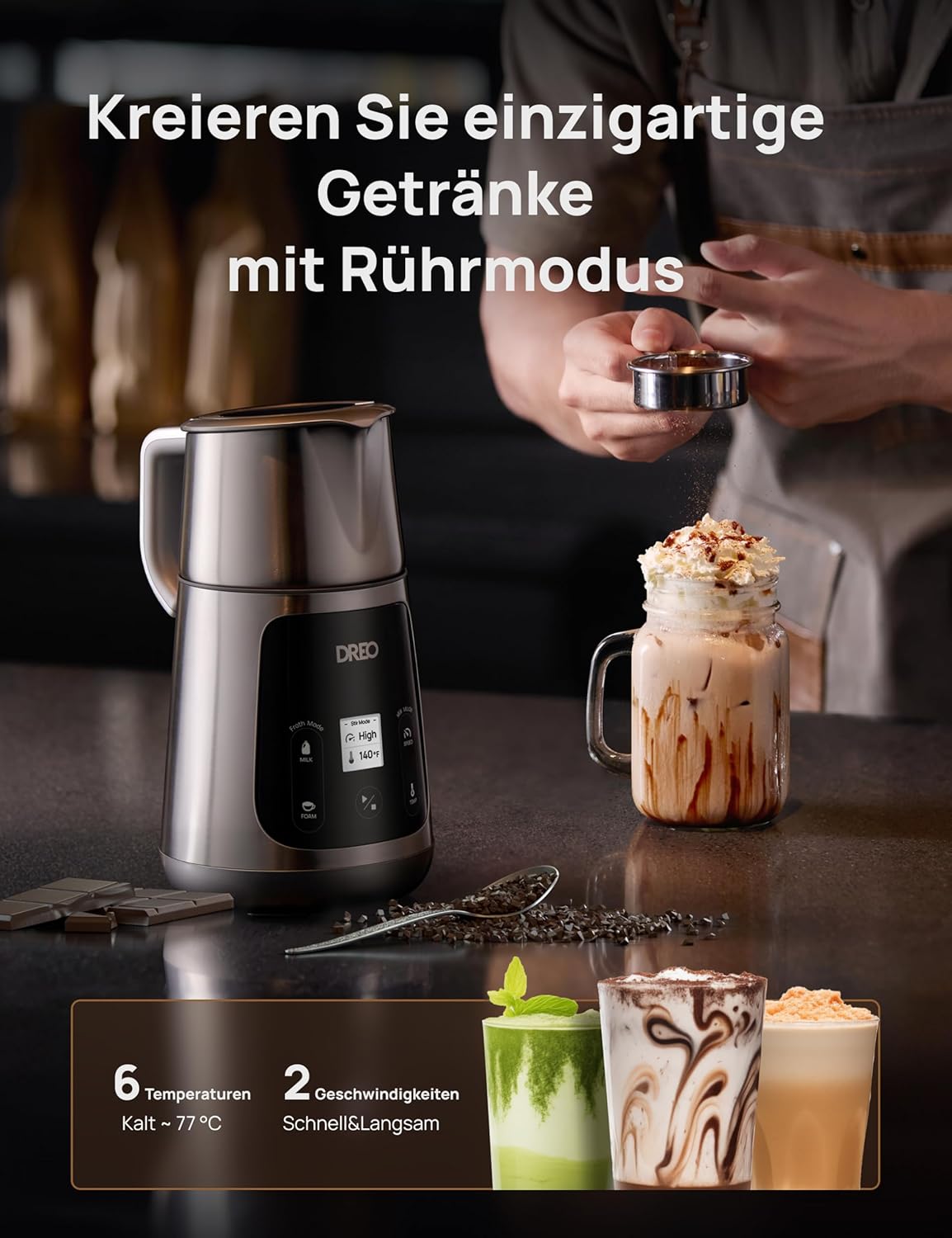 Elektrischer Milchaufschäumer, Silbergrau