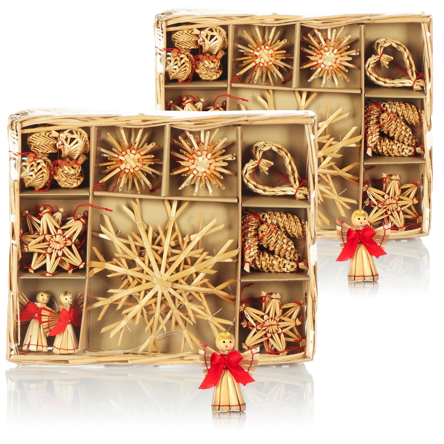 Strohsterne Christbaumschmuck-Set, Gold