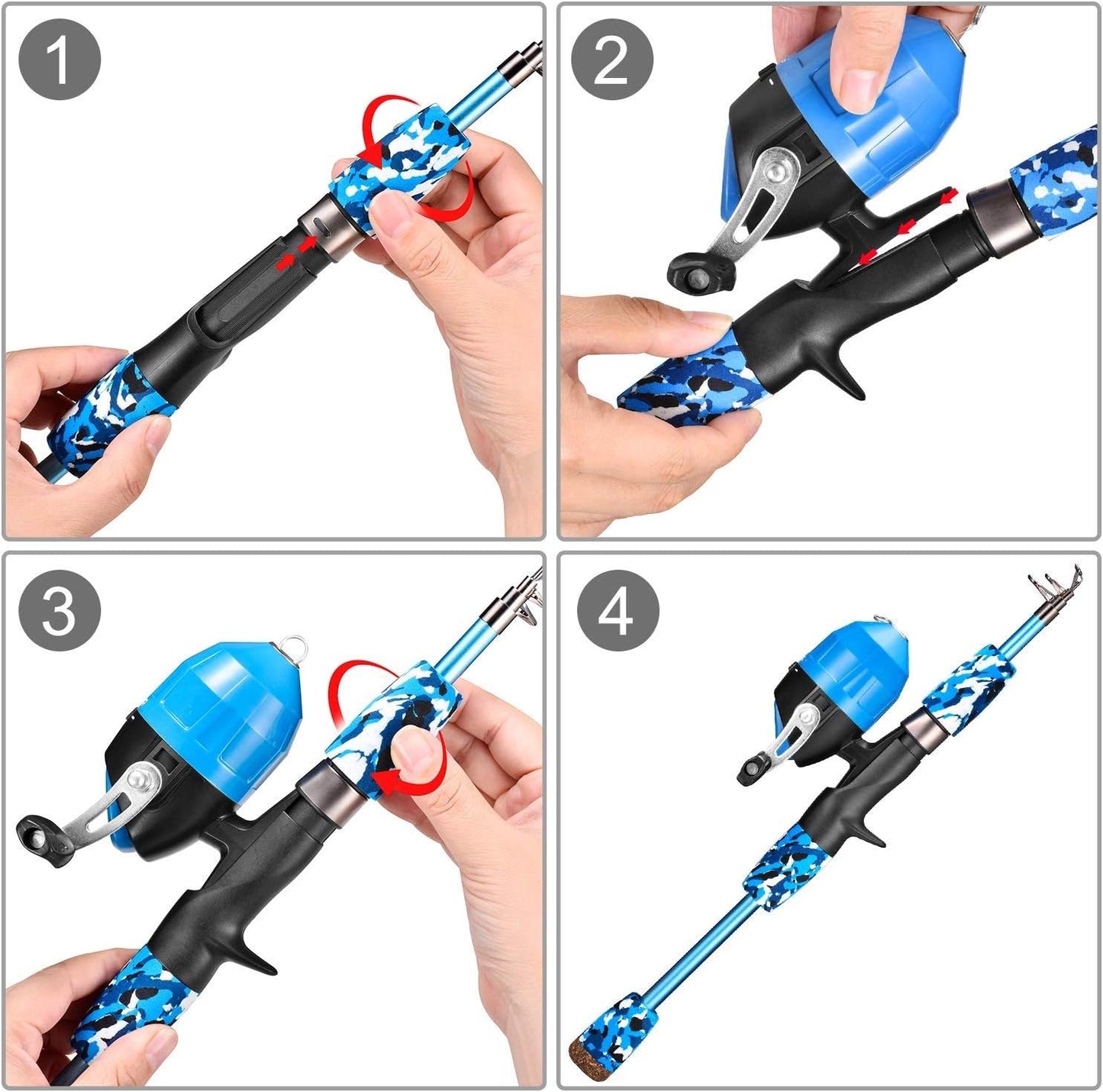 Angelset für Kinder mit Rute, Rolle & Köder, Blau, 1.5M