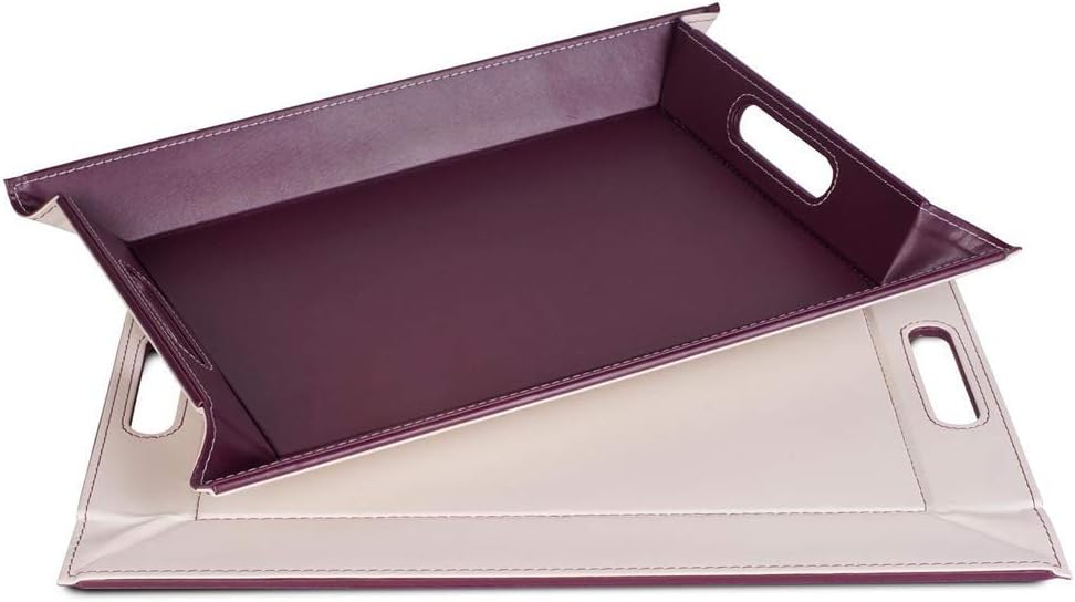 2-in-1 Serviertablett und Tischset, Pflaume/Elfenbein, 41 x 55 x 0.8 cm