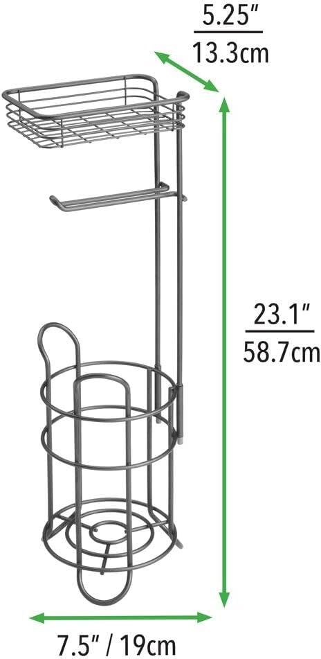 Freistehender Toilettenpapierhalter mit Ablage, Grau