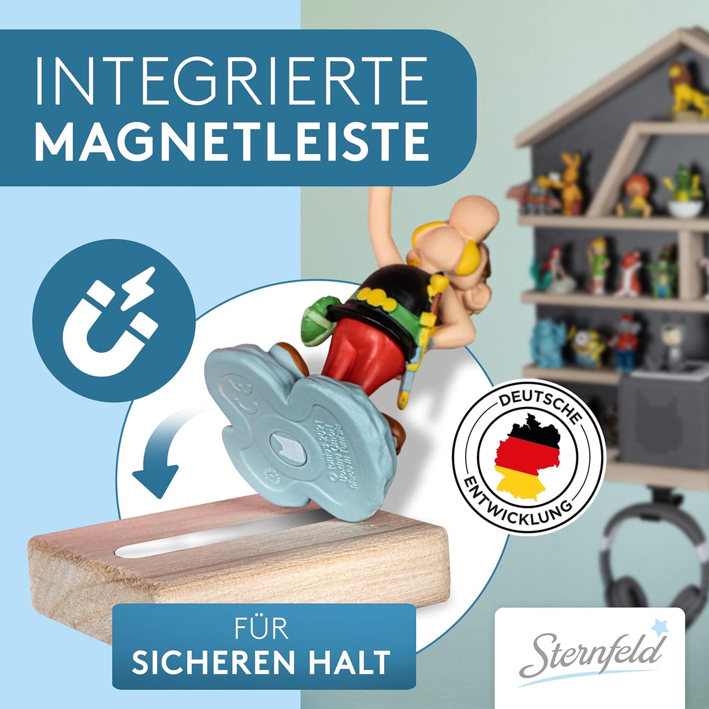 Magnetisches Tonie Regal für Toniebox & Figuren, Grau Platz für 52 Tonies