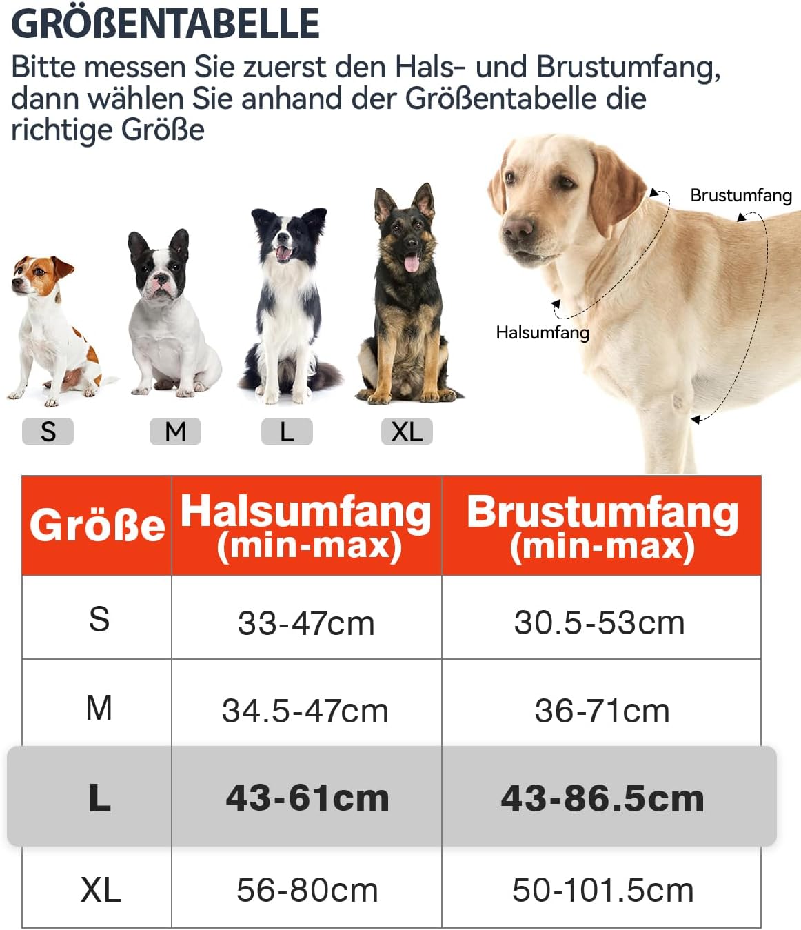 Reflektierendes Hundegeschirr, L (1er Pack) Orange