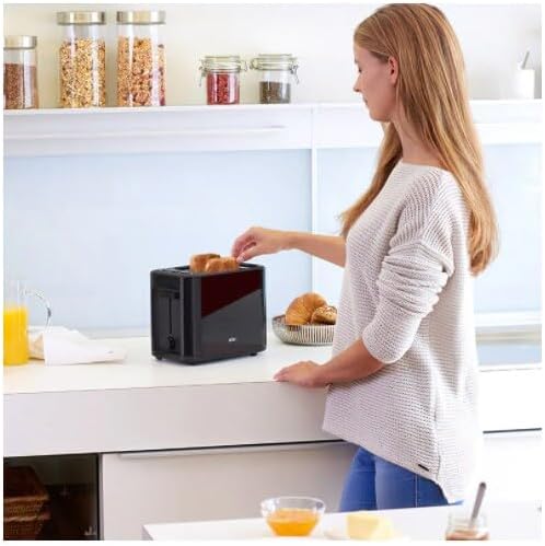 Doppelschlitz-Toaster mit Brötchenaufsatz und 7 Röstgraden, Schwarz Doppelschlitz