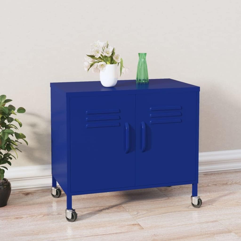 Stahl-Aufbewahrungsschrank mit Rollen (60x35x56 cm), Marineblau