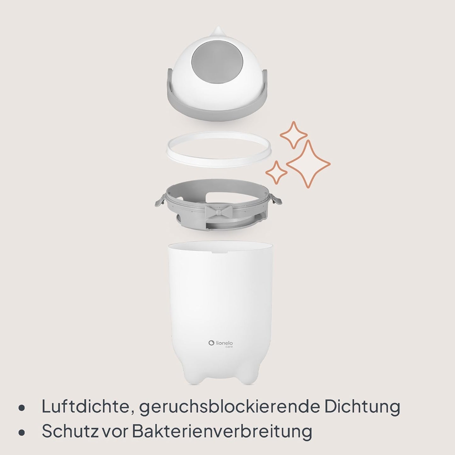 Windeleimer geruchsdicht ohne Kassette, Weiß