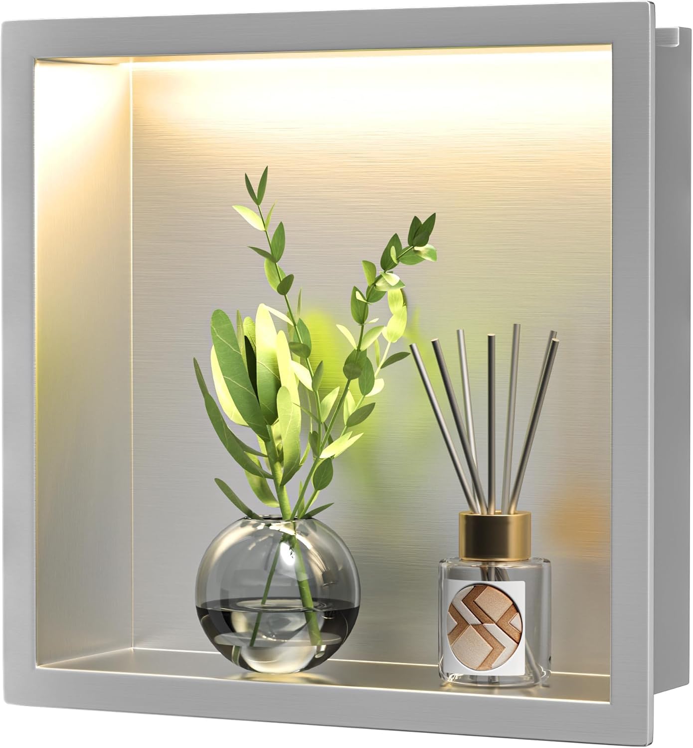 Duschnische mit LED-Licht, Silber 30 x 30 x 10 cm