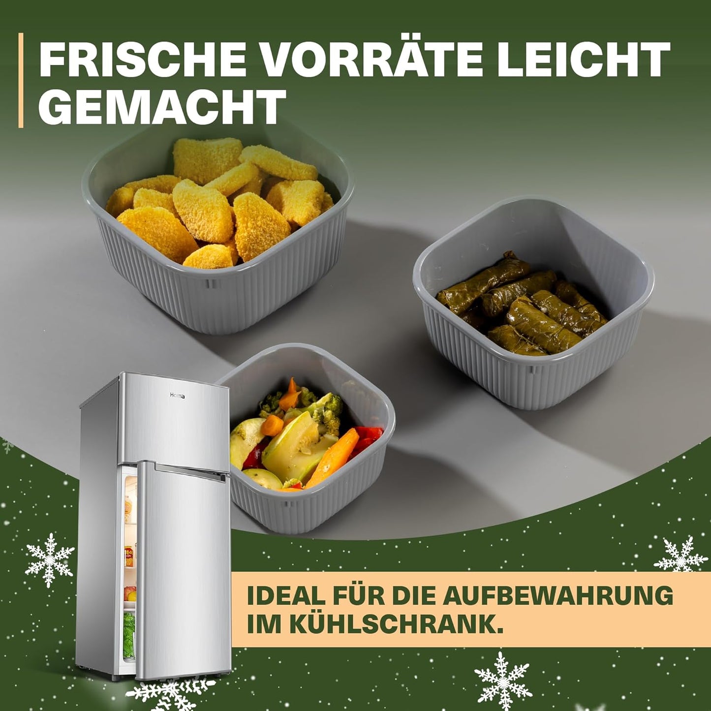 9-teiliges Frischhaltedosen-Set mit Ventildeckel, Grau 9er Set Quadratisch