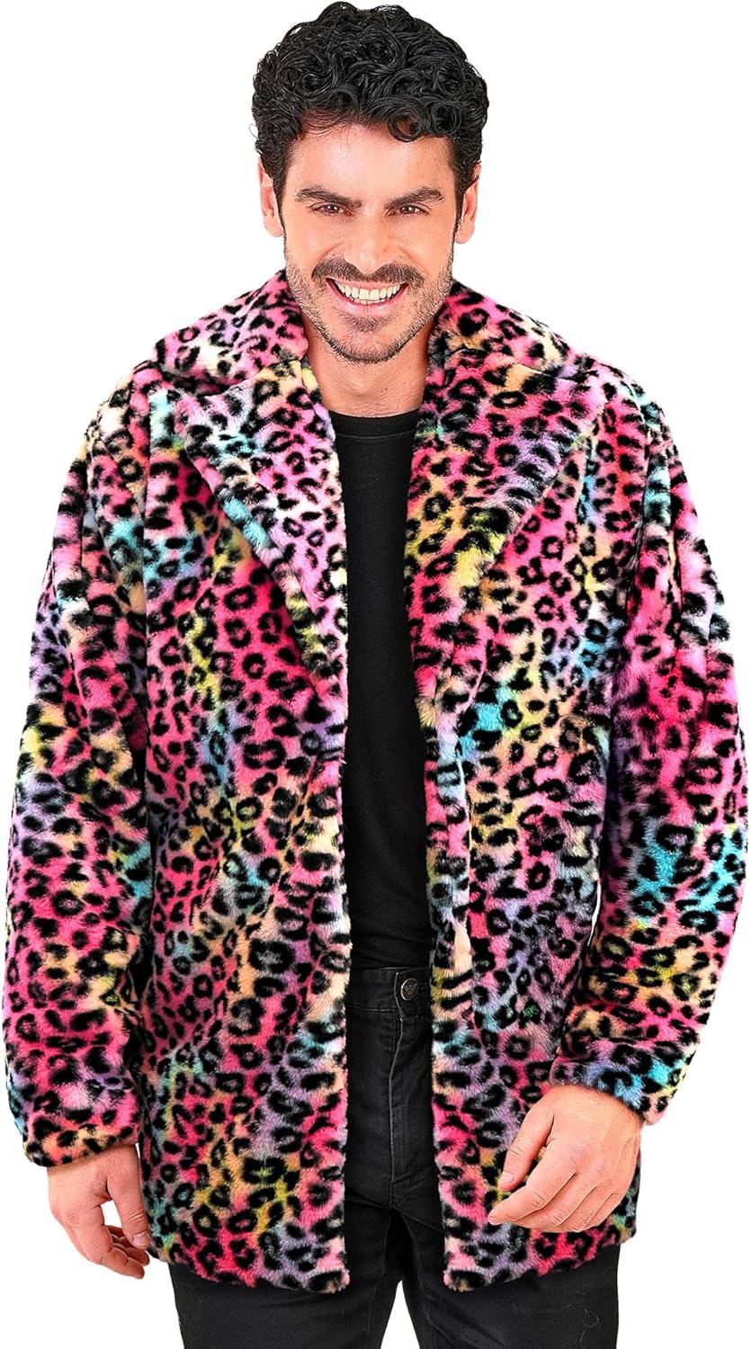 Plüsch-Kostümjacke Leopardenmuster, Leopardenmuster Bunt XXL